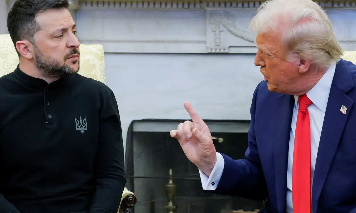 Zelensky discute com Trump